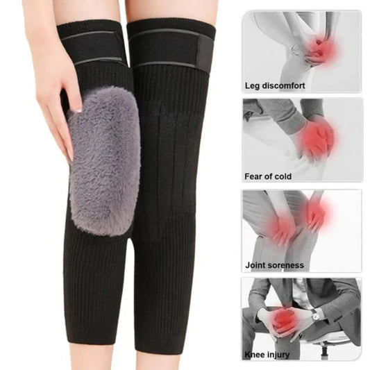 2 Pcs Adjustable Cashmere Wool knee Warmers -30° Warm Knee Pads With Straps